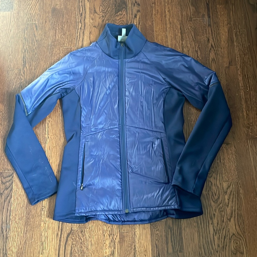 Athleta blue rock creek warm running jacket, size s